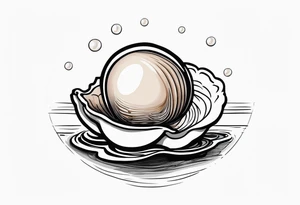 Pretty pearl oyster with a small globe in centre tattoo idea