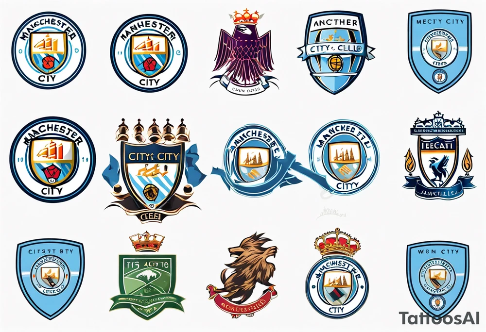 modified Manchester City football club logo or crest with creative background tattoo idea