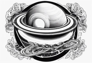 saturn with rings but its a glass of alcohol tattoo idea