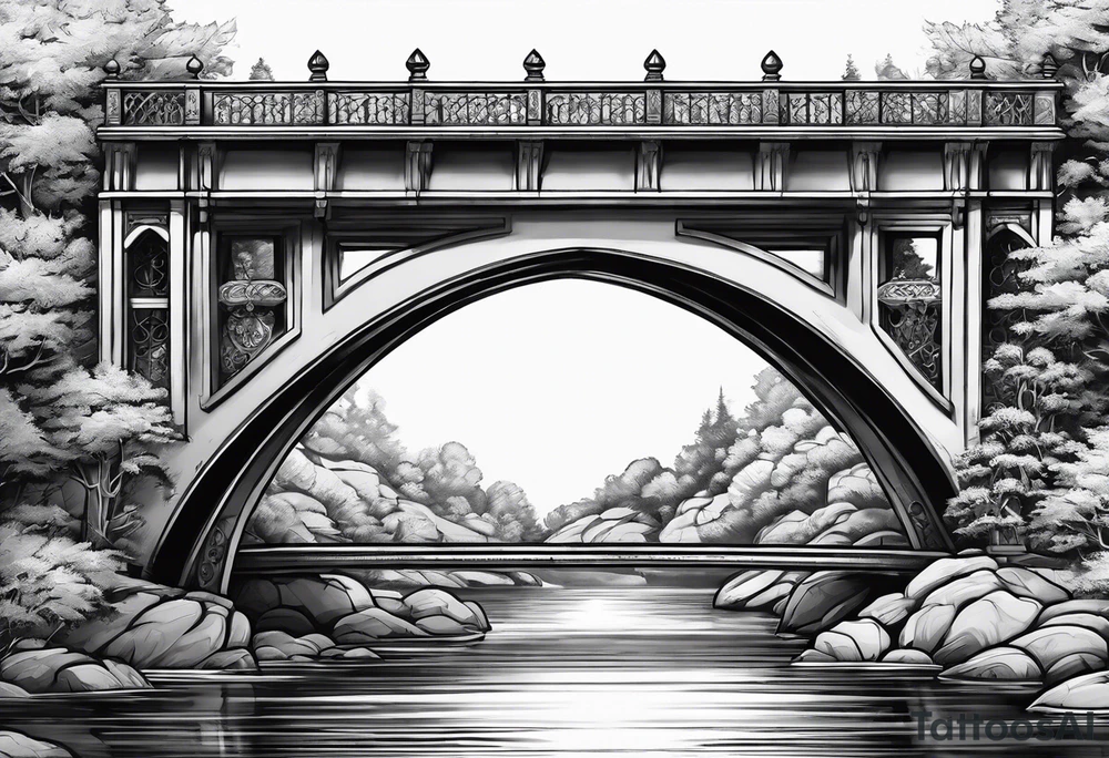 Dog shaped bridge over river tattoo idea