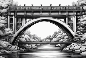 Dog shaped bridge over river tattoo idea