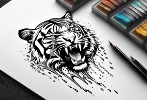 full tiger body splashing paw into water tattoo idea