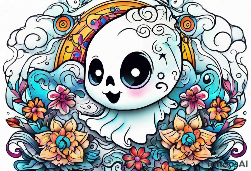 Cute ghost tattoo idea
