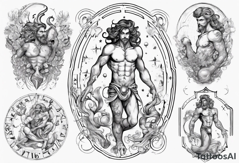 The Zodiac sign Aquarius in Human male form. tattoo idea