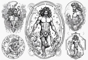 The Zodiac sign Aquarius in Human male form. tattoo idea
