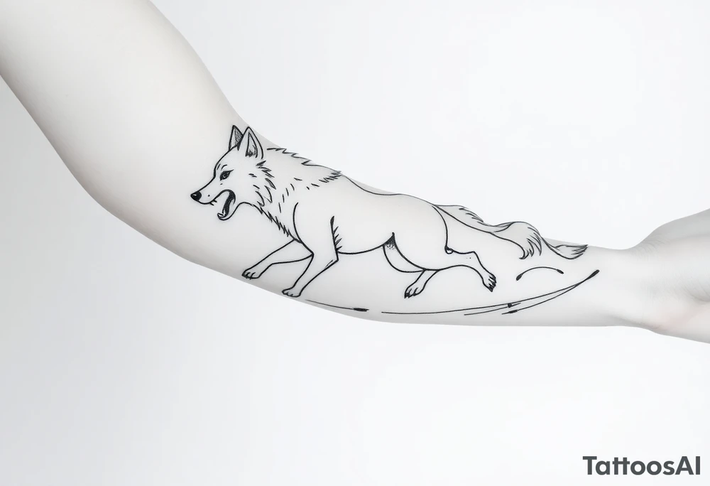 Big bad wolf running after little red riding hood tattoo idea