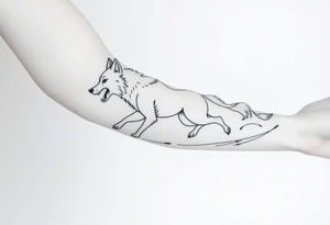 Big bad wolf running after little red riding hood tattoo idea
