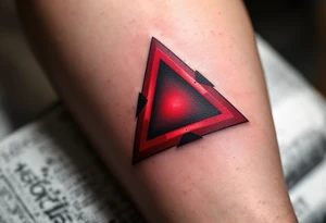 A red triangle with sharp edges and a matte center, symbolizing passion and power. tattoo idea