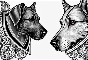 a coat of arms with a hound in the shield tattoo idea