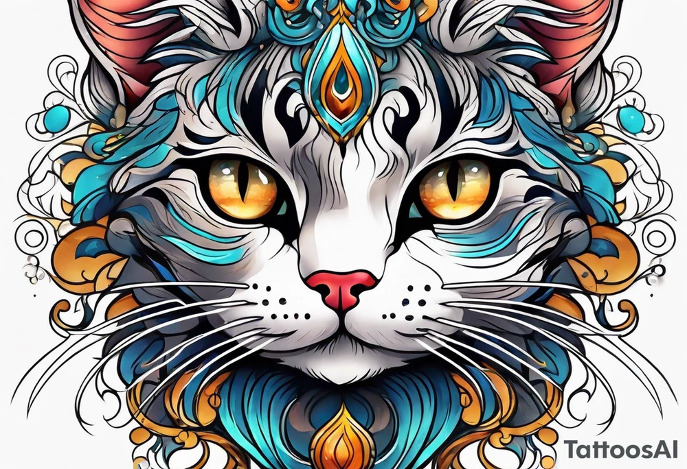 Cat with hair spots tattoo idea
