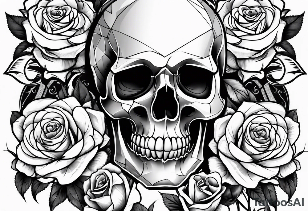 skull and roses tattoo idea