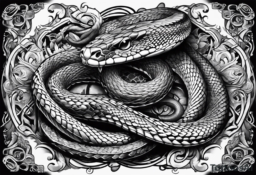 snake around caddeus tattoo idea