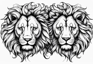twin lion head shaped like a heart tattoo idea