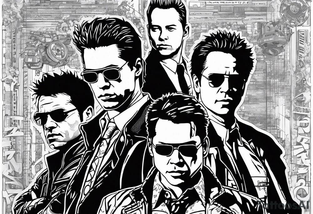 The matrix numbers, back to the future car, with fight club movie Tyler durden tattoo idea