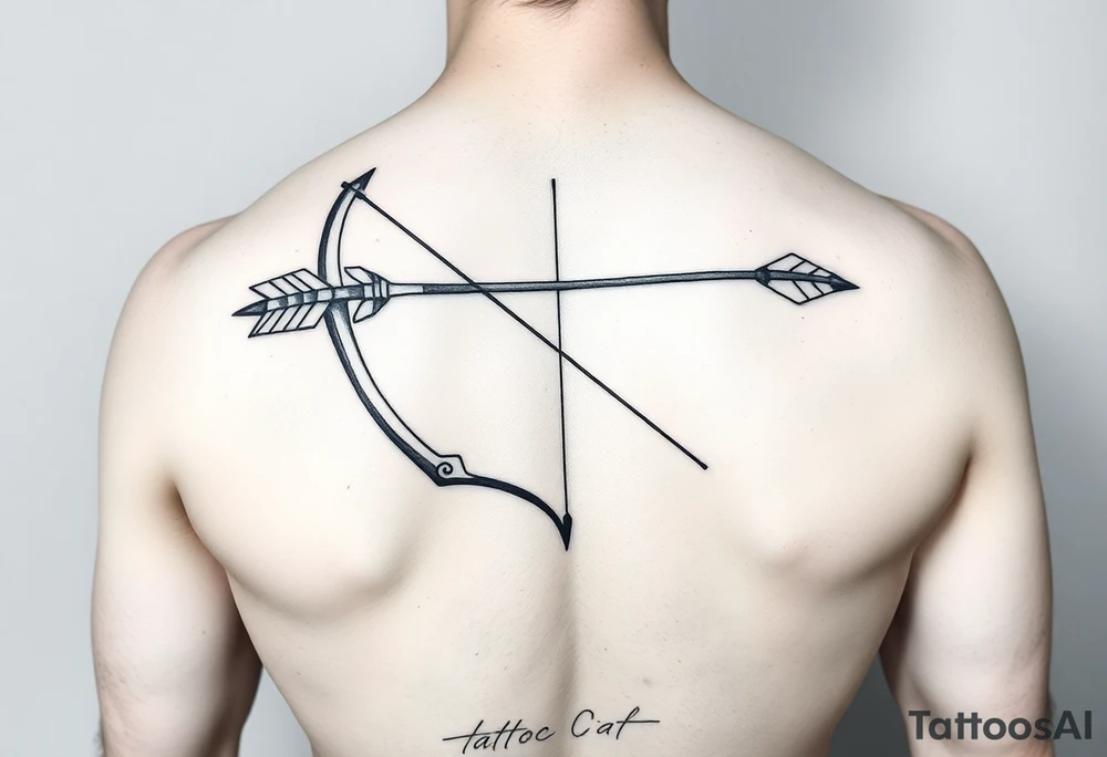 Large bow and arrow on whole arm tattoo idea