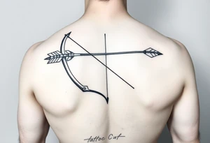 Large bow and arrow on whole arm tattoo idea