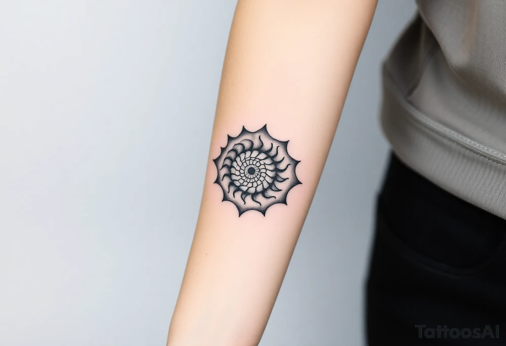 Fibonacci sun spiral shell tattoo idea