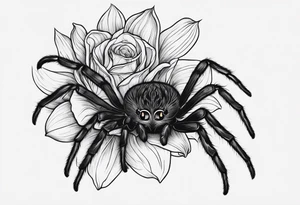 Ethereal witchy garden black cat spider black wudow tattoo idea