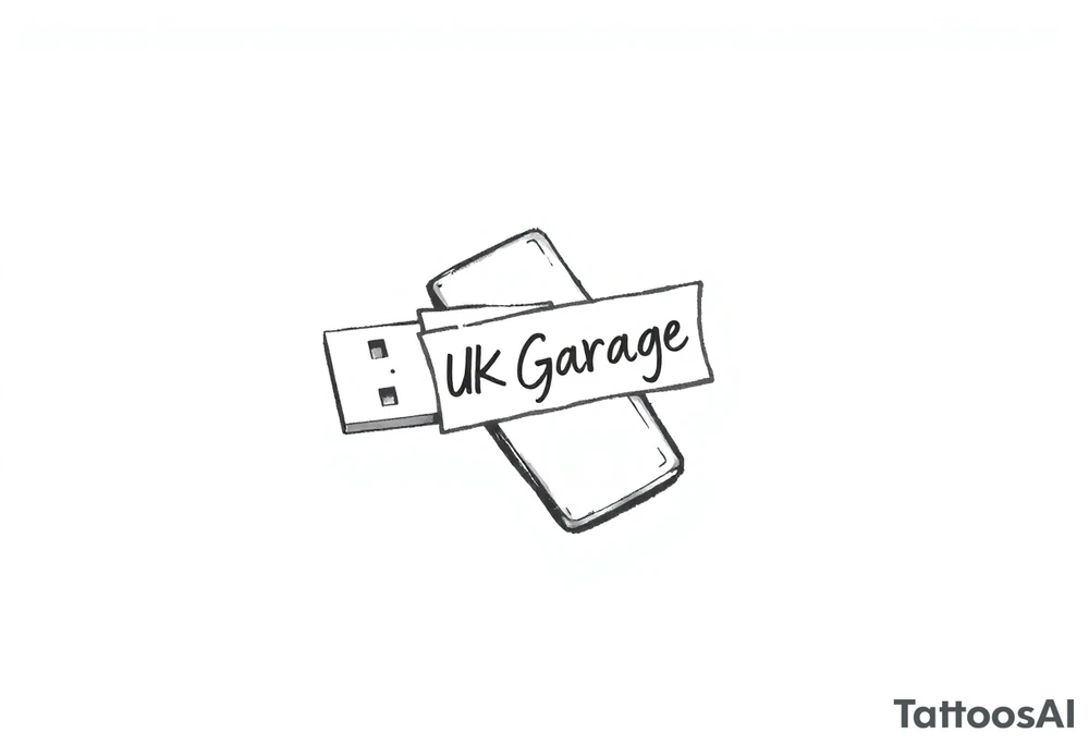 A usb drive with a little piece of sticky tape that says “UK Garage” tattoo idea