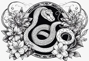 Snakes and flowers tattoo idea