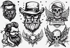 Father and kids tattoo with names of kids tattoo idea