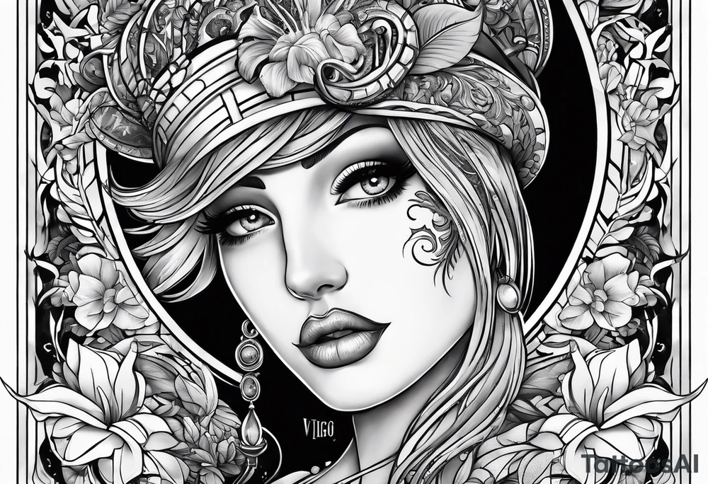 Black and white Florida tattoo for a Virgo mechanic tattoo idea