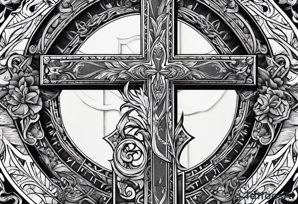 A cross with the verse like 1:37 going through it tattoo idea