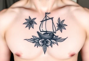 Polynesian tribal island boat tattoo tattoo idea