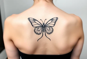 ethereal butterfly with flowing silk ribbons in moonlight tattoo idea