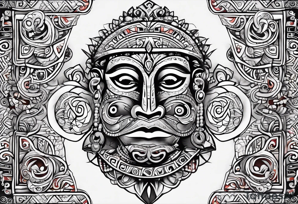 Taino tribal art with the Puerto Rico, U.S. Virgin Islands, and Trinidad flags. tattoo idea