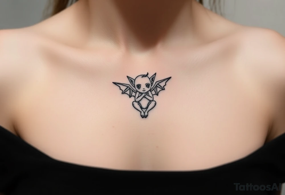 Tiny goblin with wings tattoo idea