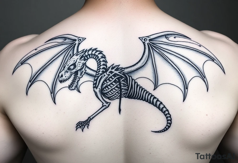 powerful majestic medieval dragon skeleton with Wings tattoo idea powerful majestic medieval dragon skeleton with Wings tattoo idea