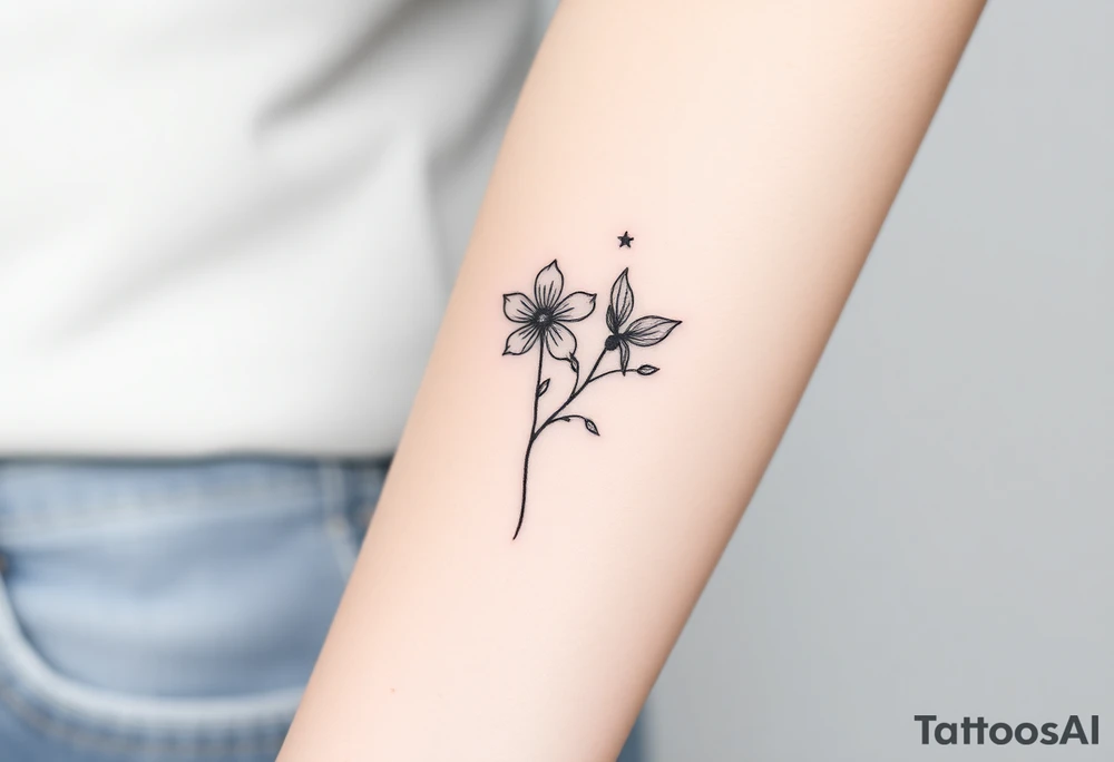 Mistura dos tipos de flor crisântemo e astromelia tattoo idea
