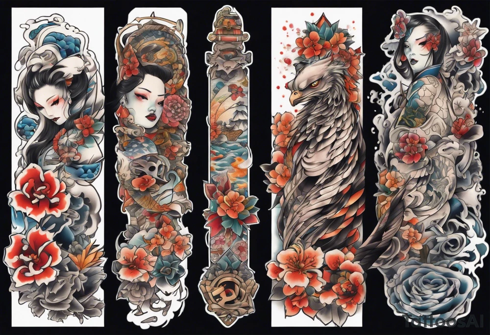 patchwork tattoo for full arms tattoo idea