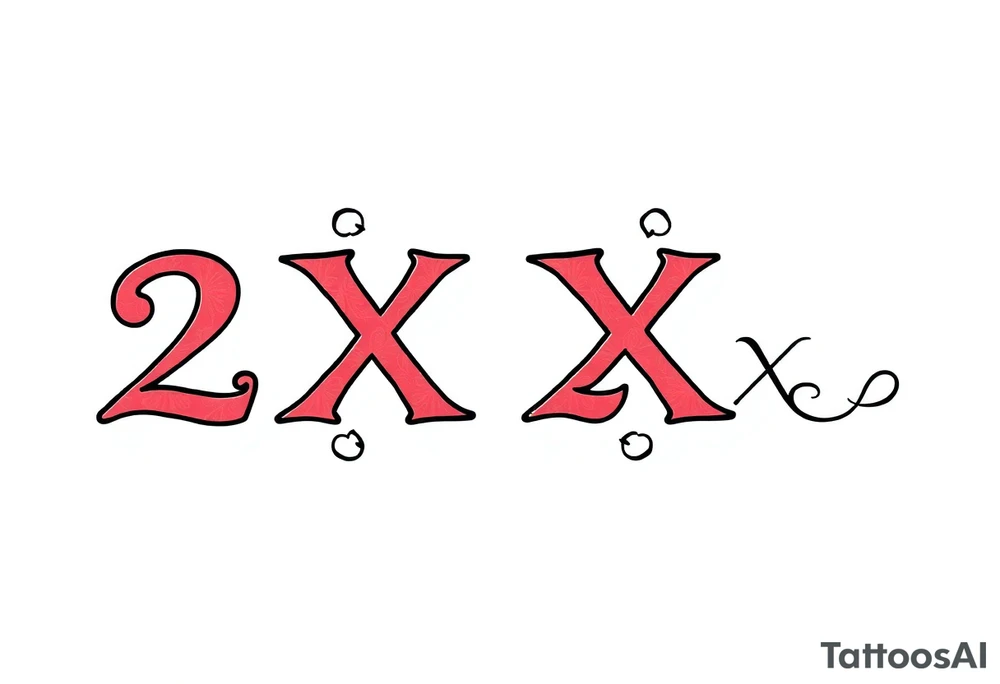 Tattoo that says 2XX 2XY in cute font tattoo idea