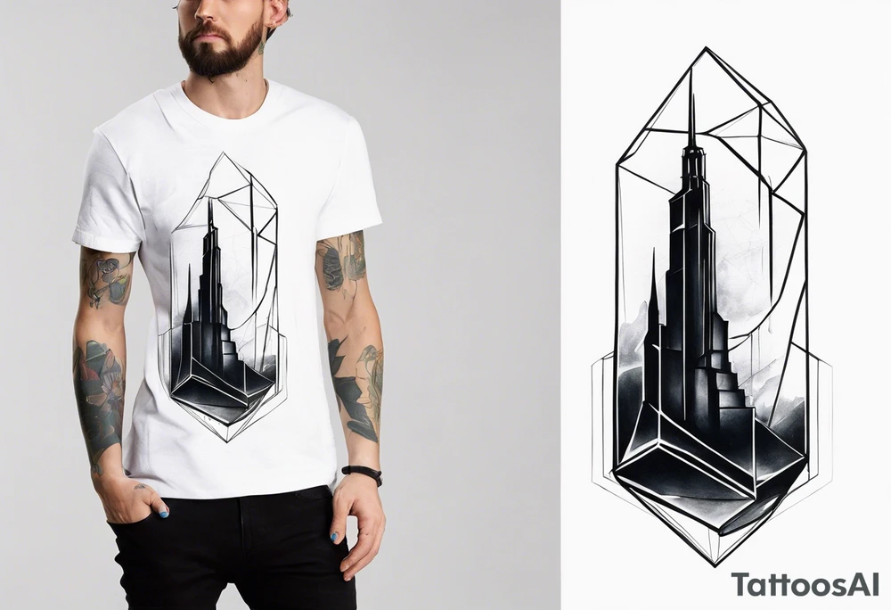 Tesseract in shape of dark tower tattoo idea