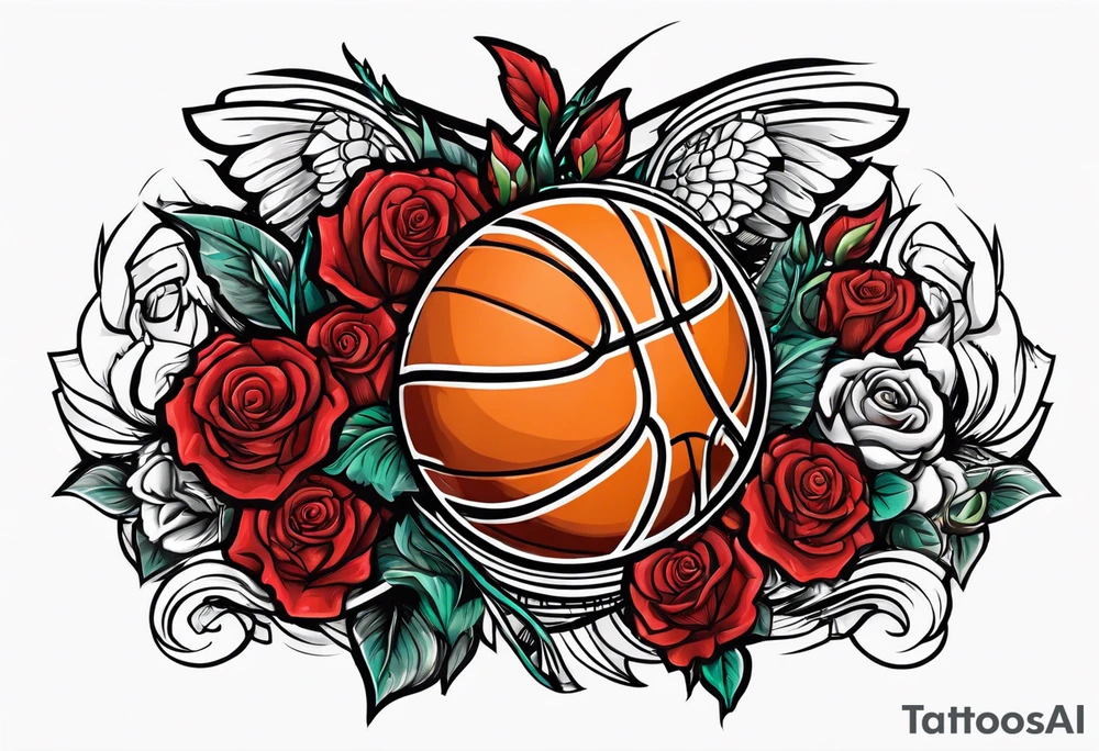 detroit city , basketball with virgo symbol and roses tattoo idea