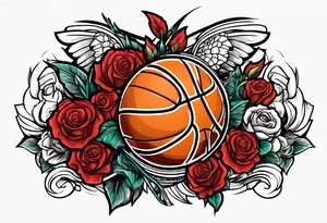 detroit city , basketball with virgo symbol and roses tattoo idea
