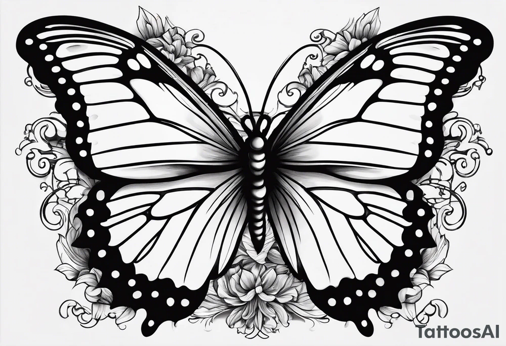 The initials R and S with a small butterfly on the S tattoo idea