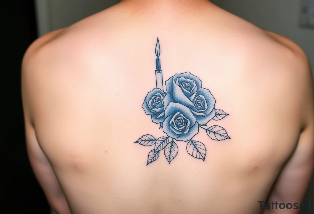 Blue roses and candles, water tattoo idea
