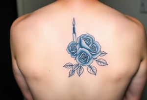 Blue roses and candles, water tattoo idea
