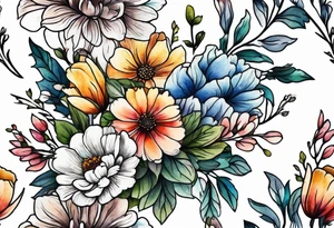 wildflower bouquet tattoo idea