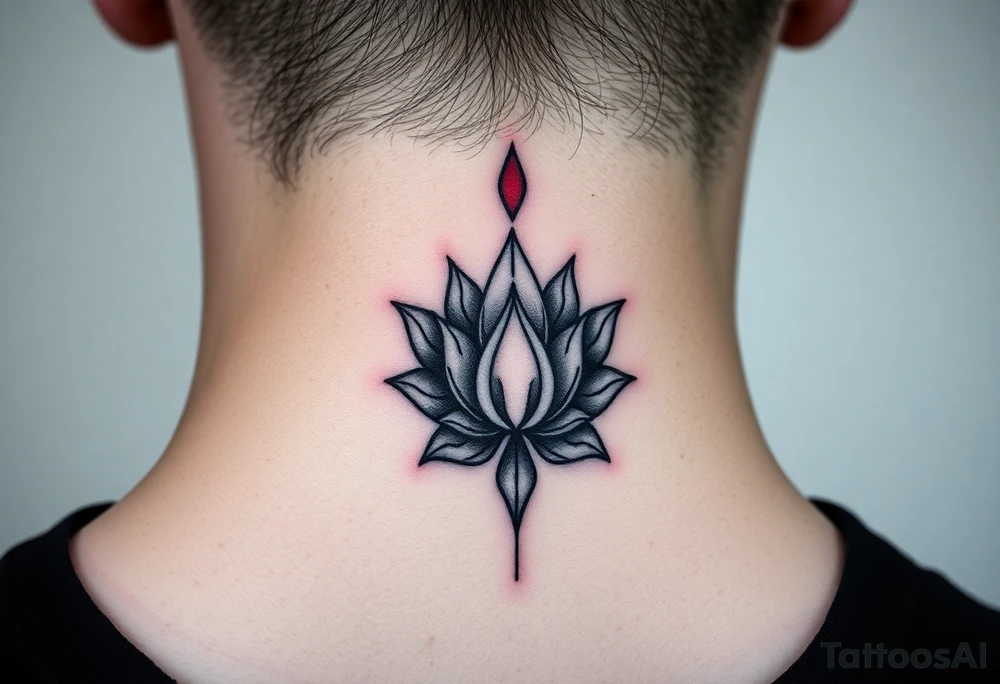 Eternity in red going down with lotus tattoo idea