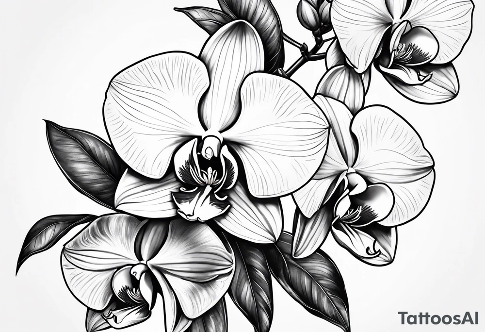 Orquídea e Bougainvillea buque tattoo idea