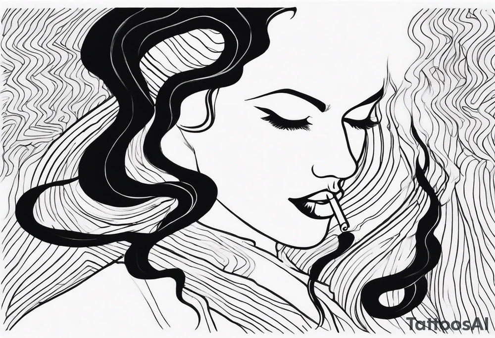 Draw me black smoke coming out of a cigarette tattoo idea