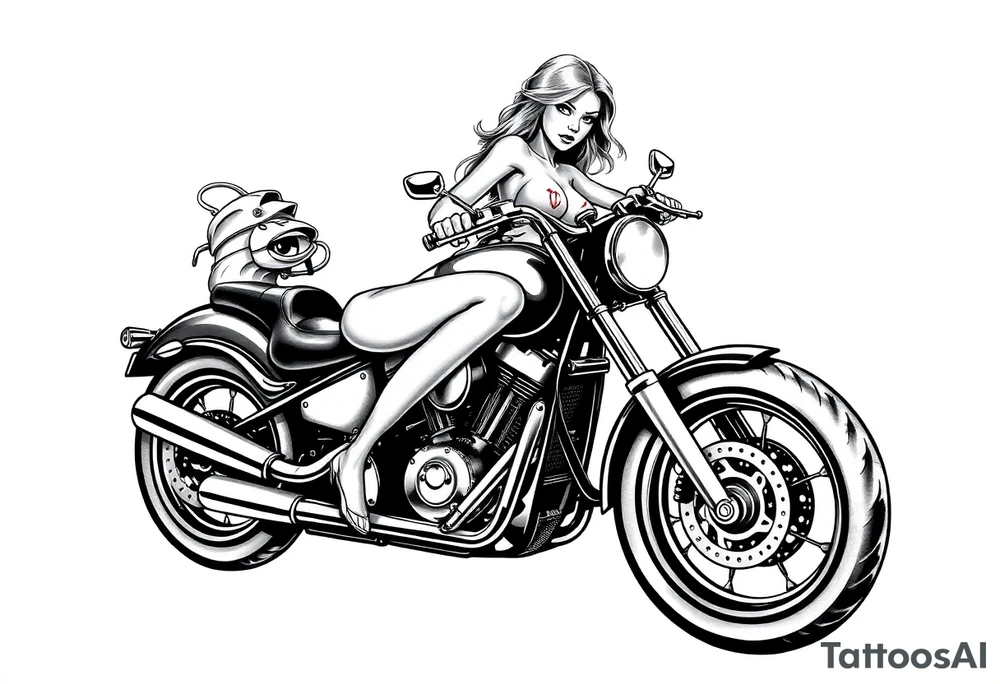 naked girl on motorcycle, slut, angry tattoo idea