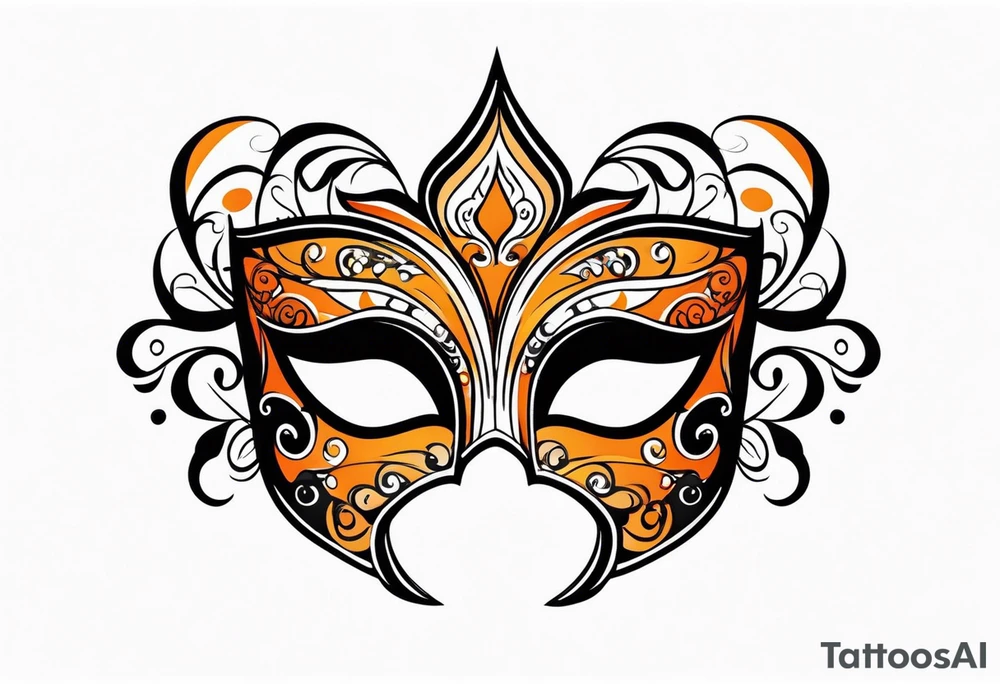 Masquerade mask that is orange and black simple tattoo idea