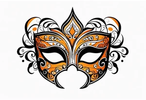 Masquerade mask that is orange and black simple tattoo idea