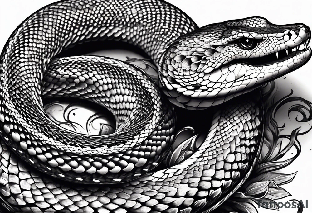 Black snake and white snake wrestling tattoo idea