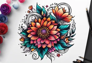 Planet flowers tattoo idea